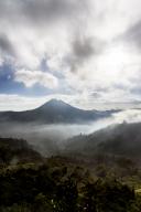 Indonesia, Bali, View of Volcano Batur in the morning light