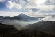 Indonesia, Bali, View of Volcano Batur in the morning light