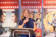 (230402) -- DARWIN, April 2, 2023 (Xinhua) -- Hilary Winchester, vice-president governance at Charles Darwin University, delivers a speech at an opening ceremony of the Chinese Film Festival in Darwin, Northern Territory, Australia, on March 30, 2023. TO GO WITH "Chinese film festival in Australia boosts understanding between peoples" (Photo by Liu Rendi