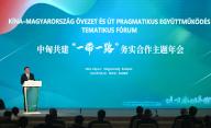 (240502) -- BUDAPEST, May 2, 2024 (Xinhua) -- President of Xinhua News Agency Fu Hua addresses a conference focused on cooperation between China and Hungary under the Belt and Road Initiative (BRI) framework in Budapest, Hungary, on May 2, 2024. (Xinhua\/He Canling