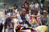 (240504) -- MEXICO CITY, May 4, 2024 (Xinhua) -- People participate in a rain petition ceremony at the Cuicuilco archaeological zone, in Mexico City, Mexico, on May 3, 2024. (Photo by Francisco Canedo\/Xinhua
