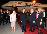 (240509) -- BUDAPEST, May 9, 2024 (Xinhua) -- Chinese President Xi Jinping arrives in Budapest for a state visit to Hungary at the invitation of Hungarian President Tamas Sulyok and Prime Minister Viktor Orban, May 8, 2024. Xi was warmly welcomed by Hungarian Prime Minister Viktor Orban and his wife at Budapest Airport upon arrival. (Xinhua\/Xie Huanchi