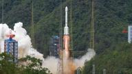 (240509) -- XICHANG, May 9, 2024 (Xinhua) -- A Long March-3B carrier rocket carrying the Smart SkyNet-1 01 satellite blasts off from the Xichang Satellite Launch Center in southwest China\'s Sichuan Province, May 9, 2024. China on Thursday launched a Long March-3B carrier rocket, placing a new satellite in space. The rocket blasted off at 9:43 a.m. (Beijing Time), sending the Smart SkyNet-1 01 satellite into its preset orbit. (Photo by Lu Hao\/Xinhua