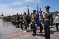 (240509) -- TASHKENT, May 9, 2024 (Xinhua) -- Soldiers participate in a Victory Day military parade in Tashkent, Uzbekistan, May 8, 2024. (Photo by Zafar\/Xinhua