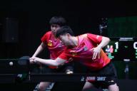 (240510) -- JEDDAH, May 10, 2024 (Xinhua) -- Ma Long (R)/Wang Chuqin of China compete during the men