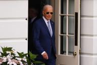 (240510) -- WASHINGTON, May 10, 2024 (Xinhua) -- U.S. President Joe Biden departs the White House in Washington, D.C., the United States, on May 9, 2024. The United States will not send weapons to Israel if they are to be used in a major military operation in Rafah, in southern Gaza Strip, U.S. President Joe Biden told CNN on Wednesday. (Photo by Aaron Schwartz/Xinhua