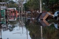 (240511) -- RIO GRANDE DO SUL, May 11, 2024 (Xinhua) -- This photo taken on May 9, 2024 shows a flooded street in Santo Afonso, Novo Hamburgo, in the state of Rio Grande do Sul, Brazil. The death toll from deadly storms in south Brazil