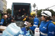 (240512) -- RIO GRANDE DO SUL, May 12, 2024 (Xinhua) -- Rescue team members transfer equipment and medicine from a flooded hospital in Canoas, Rio Grande do Sul state, Brazil, May 10, 2024. The death toll from the storms and floods in south Brazil