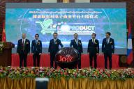 (240514) -- VIENTIANE, May 14, 2024 (Xinhua) -- This photo taken on May 13, 2024 shows the launching ceremony of an e-commerce platform for Lao agricultural products in Vientiane, Laos. Laos