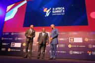 (240514) -- ACCRA, May 14, 2024 (Xinhua) -- Ghanaian President Nana Addo Dankwa Akufo-Addo (C) attends the opening of the 3i Africa Summit in Accra, Ghana, on May 13, 2024. Akufo-Addo on Monday urged African countries to develop financial technology (fintech) and the digital economy to accelerate the pace of transformation while opening the 3i Africa Summit in Accra. (Photo by Seth\/Xinhua