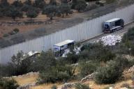 (240514) -- HEBRON, May 14, 2024 (Xinhua) -- Photo taken on May 14, 2024 shows trucks carrying aid to Gaza damaged by Israeli settlers near the West Bank city of Hebron. (Photo by Mamoun Wazwaz\/Xinhua