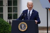 (240515) -- WASHINGTON, D.C., May 15, 2024 (Xinhua) -- U.S. President Joe Biden is pictured during an event in Washington, D.C., the United States, on May 14, 2024. The White House unveiled on Tuesday new tariffs on imports of electric vehicles, solar cells and other clean-energy products from China, in a protectionist move widely believed to imperil the American ambition to enhance competitiveness and slash carbon emissions. According to the plan, the tariffs on Chinese EV imports will jump from some 25 percent to 100 percent. And with an additional 2.5-percent tariff on all vehicles imported into the U.S. market, the total levies on Chinese EVs will be an astounding 102.5 percent. (Photo by Aaron Schwartz/Xinhua