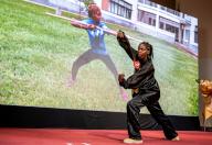 (240515) -- NAIROBI, May 15, 2024 (Xinhua) -- A contestant performs during the Kenyan finals of the Chinese Bridge competition at the University of Nairobi in Nairobi, Kenya, May 14, 2024. The University of Nairobi on Tuesday hosted the finals of the 23rd Chinese Bridge -- Chinese Proficiency Competition for Foreign College Students Kenya division. The Kenya division finals of this year