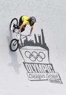 (240515) -- SHANGHAI, May 15, 2024 (Xinhua) -- A BMX cyclist practises prior to the Olympic Qualifier Series Shanghai in east China