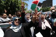(240515) -- NABLUS, May 15, 2024 (Xinhua) -- Palestinians take part in a protest to mark the 76th anniversary of Nakba in the West Bank city of Nablus, on May 15, 2024. As the Palestinian-Israeli conflict enters its 222nd day on Wednesday, Palestinians marked the 76th anniversary of Nakba, the massive exodus of Palestinians that occurred in 1948 following the establishment of the state of Israel. (Photo by Nidal Eshtayeh/Xinhua
