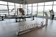 (240516) -- GUANGZHOU, May 16, 2024 (Xinhua) -- This photo taken on May 14, 2024 shows an EH216-S pilotless passenger-carrying aerial vehicle at an exhibition hall of EHang in Guangzhou, south China