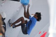 (240516) -- SHANGHAI, May 16, 2024 (Xinhua) -- Mickael Mawem of France competes during the boulder qualification of men