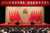 (240516) -- BEIJING, May 16, 2024 (Xinhua) -- Chen Xi, president of the Party School of the Communist Party of China (CPC) Central Committee (National Academy of Governance), speaks at the opening ceremony of the second study program of the school