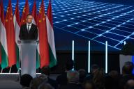 (240517) -- BEIJING, May 17, 2024 (Xinhua) -- Hungarian Minister of Foreign Affairs and Trade Peter Szijjarto speaks during a ceremony in Debrecen, Hungary, on Sept. 5, 2022. Chinese battery producer Contemporary Amperex Technology Co., Limited (CATL) signed a real estate deal with the city of Debrecen in Hungary, marking the official launch of its second European plant. (Photo by Attila Volgyi/Xinhua