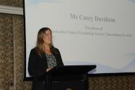 (240517) -- BRISBANE, May 17, 2024 (Xinhua) -- Casey Davidson, president of the Queensland branch of the Australia-China Friendship Society, speaks at a seminar in Brisbane, capital of Australia