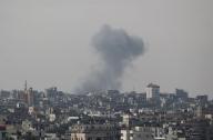 (240519) -- RAFAH, May 19, 2024 (Xinhua) -- Smoke rises following Israeli strikes in the southern Gaza Strip city of Rafah, on May 18, 2024. The Palestinian death toll from the ongoing Israeli attacks on the Gaza Strip has risen to 35,386, health authorities in the Palestinian enclave said in a press statement on Saturday. (Photo by Khaled Omar/Xinhua