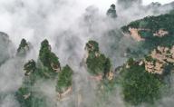 (240519) -- CHANGSHA, May 19, 2024 (Xinhua) -- An aerial drone photo taken on Aug. 28, 2021 shows a view of the Zhangjiajie National Forest Park in Zhangjiajie, central China
