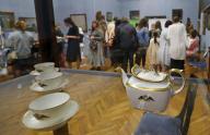 (240519) -- MINSK, May 19, 2024 (Xinhua) -- People visit the National Art Museum of Belarus in Minsk, Belarus, May 18, 2024. Many museums in Belarus held "Museum Night" activities including extending their working hours until late at night, and organizing themed activities for the public. (Photo by Henadz Zhinkov/Xinhua