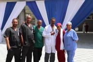 (240519) -- ADDIS ABABA, May 19, 2024 (Xinhua) -- Medical staff pose for a group photo at the Defense Specialized Referral Hospital in Bishoftu town, Oromia regional state, Ethiopia, May 18, 2024. The hospital of the national army was inaugurated here on Saturday. The new hospital, equipped with China-aided medical supplies and supported by China-trained medical staff, is considered the apex of healthcare facilities in Ethiopia. TO GO WITH "Ethiopian PM inaugurates China-supported military hospital" (Xinhua/Liu Fangqiang