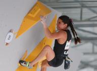 (240519) -- SHANGHAI, May 19, 2024 (Xinhua) -- Brooke Raboutou of the United States competes during the boulder climbing of the women
