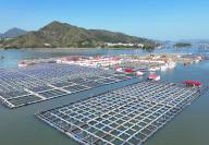 (240521) -- FUZHOU, May 21, 2024 (Xinhua) -- An aerial drone photo taken on Nov. 18, 2023 shows a mariculture zone in Xiapu County, southeast China