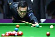 (240522) -- KUNSHAN, May 22, 2024 (Xinhua) -- Marco Fu competes during the match against Ronnie O