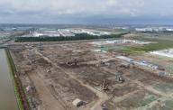 (240523) -- SHANGHAI, May 23, 2024 (Xinhua) -- An aerial drone photo taken on May 23, 2024 shows the construction site of U.S. carmaker Tesla