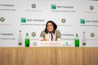 (240525) -- PARIS, May 25, 2024 (Xinhua) -- Ons Jabeur of Tunisia reacts during a press conference on the Media Day at Roland Garros, Paris, France, May 24, 2024. (Xinhua/Meng Dingbo
