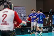 (240525) -- PASIG CITY, May 25, 2024 (Xinhua) -- Players of Japan celebrate after scoring during the 2024 Men