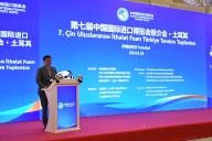 (240525) -- ISTANBUL, May 25, 2024 (Xinhua) -- Wei Xiaodong, consul general of China in Istanbul, speaks at a promotion event for the 7th China International Import Expo (CIIE) in Istanbul, T¨¹rkiye, May 24, 2024. The promotion event attracted nearly 100 representatives from government, business, and academia sectors. The 7th CIIE is scheduled to be held in Shanghai from Nov. 5 to Nov. 10. (Photo by Safar Rajabov/Xinhua