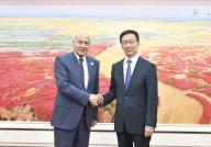 (240530) -- BEIJING, May 30, 2024 (Xinhua) -- Chinese Vice President Han Zheng meets with Secretary-General of the League of Arab States Ahmed Aboul-Gheit in Beijing, capital of China, May 29, 2024. (Xinhua/Gao Jie