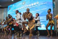 (240530) -- NAIROBI, May 30, 2024 (Xinhua) -- Students perform during a joint conference of African Confucius institutes at the University of Nairobi in Nairobi, Kenya, on May 30, 2024. The 2024 Joint Conference of Confucius Institutes in Africa commenced Thursday in Nairobi, Kenya, to discuss the cooperation and development of Chinese language training centers across the continent. (Xinhua/Wang Guansen