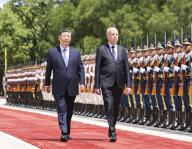 (240531) -- BEIJING, May 31, 2024 (Xinhua) -- Chinese President Xi Jinping holds a welcome ceremony for Tunisian President Kais Saied at the square outside the east gate of the Great Hall of the People before their talks in Beijing, capital of China, May 31, 2024. Xi held talks with Kais Saied in Beijing on Friday. Kais Saied, who is in China on a state visit, attended the opening ceremony of the 10th ministerial conference of the China-Arab States Cooperation Forum. (Xinhua/Pang Xinglei