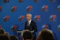 (240531) -- PRAGUE, May 31, 2024 (Xinhua) -- Jens Stoltenberg, North Atlantic Treaty Organization (NATO) Secretary General, speaks at a press conference after an informal meeting of NATO foreign ministers in Prague, the Czech Republic, on May 31, 2024. (Xinhua/Lin Hao