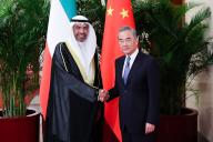 (240531) -- BEIJING, May 31, 2024 (Xinhua) -- Chinese Foreign Minister Wang Yi, also a member of the Political Bureau of the Communist Party of China Central Committee, meets with Kuwaiti Foreign Minister Abdullah Ali Al-Yahya, who is in China for the 10th ministerial conference of the China-Arab States Cooperation Forum, in Beijing, capital of China, May 31, 2024. (Xinhua/Liu Bin
