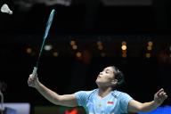 (240601) -- SINGAPORE, June 1, 2024 (Xinhua) -- Gregoria Mariska Tunjung of Indonesia hits a return against An Se Young of South Korea during the women