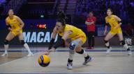 (240601) -- MACAO, June 1, 2024 (Xinhua) -- Zhang Changning (front) of China fails to save the ball during the preliminary match between Thailand and China at the Women