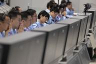 (240602) -- BEIJING, June 2, 2024 (Xinhua) -- Technical personnel work at the Beijing Aerospace Control Center (BACC) in Beijing, capital of China, June 2, 2024. China