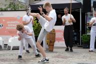 (240602) -- RIGA, June 2, 2024 (Xinhua) -- People perform capoeira during an event to mark the International Children\'s Day at the Dome Square in Riga, Latvia, June 1, 2024. The International Children\'s Day was celebrated in Riga on Saturday. (Photo by Edijs Palens\/Xinhua
