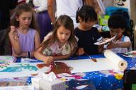 (240602) -- LIMASSOL, June 2, 2024 (Xinhua) -- Children paint during a cultural event organized by the Chinese Embassy in Cyprus to mark the International Children