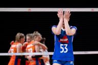 (240602) -- MACAO, June 2, 2024 (Xinhua) -- Maeva Schalk of France reacts during the preliminary match between France and the Netherlands at the Women