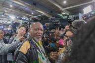 (240602) -- MIDRAND, June 2, 2024 (Xinhua) -- African National Congress Chairperson Gwede Mantashe speaks to media at the National Results Operations Center in Midrand, South Africa, on June 1, 2024. South Africa
