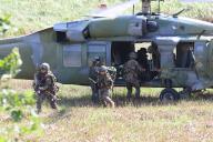 Air assault drill U.S. soldiers disembark a military helicopter during an air assault drill in Jangseong, South Jeolla Province, southwestern South Korea, on Sept. 1, 2023, as part of South Korea and the United States