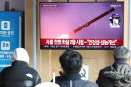 News on another N.K. cruise missile launch A TV screen at Seoul Station, in the center of the capital, on Feb. 2, 2024, shows a report that North Korea fired several cruise missiles off the west coast the same day, in the latest in a series of the North