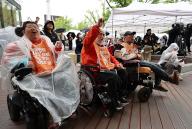 Day of Persons with Disabilities Activists hold a rally in central Seoul on April 20, 2024, to mark the Day of Persons with Disabilities. (Yonhap)\/2024-04-20 14:53:33\/ < 1980-2024 YONHAPNEWS AGENCY.